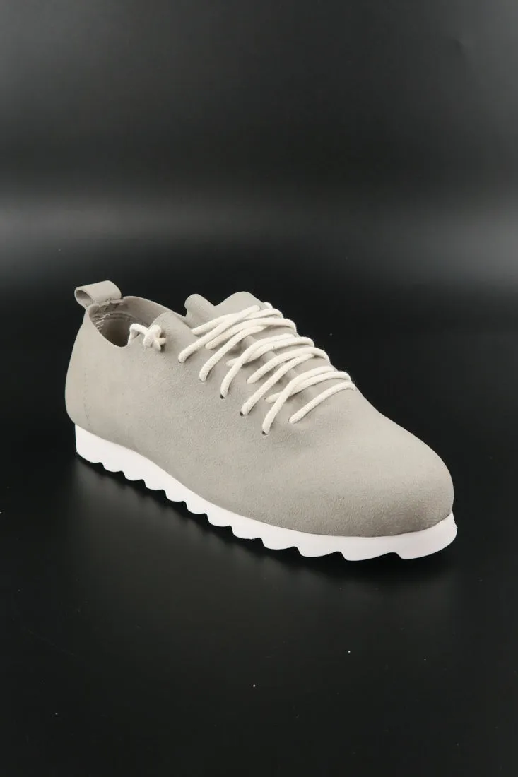 รองเท้าผ้าใบหนังแท้ สไตล์สปอร์ต - Minimalist Style Faux Leather Lace Up Canvas Shoes