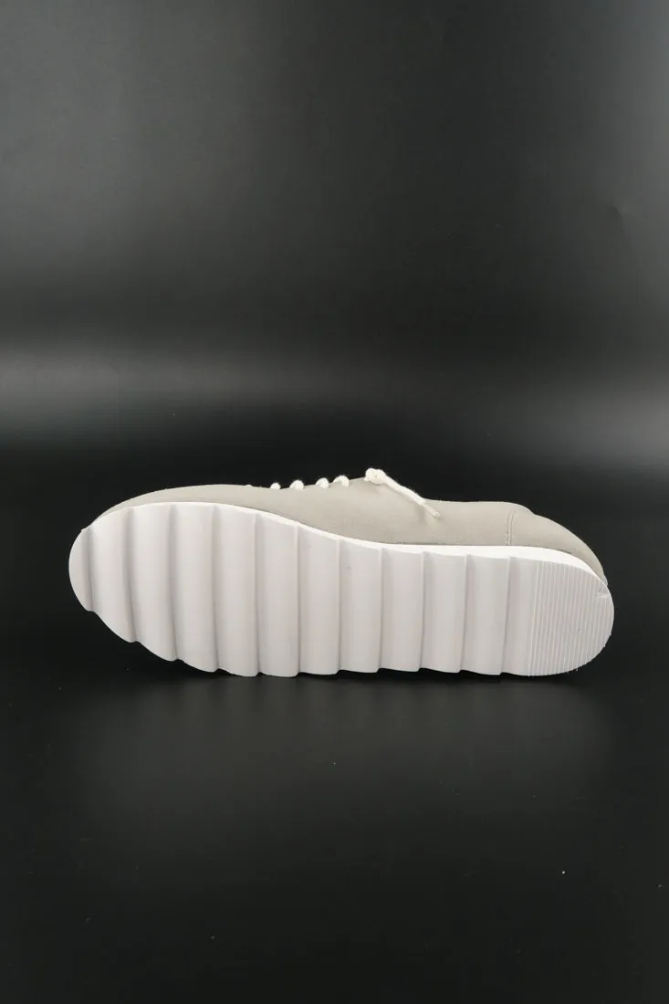 รองเท้าผ้าใบหนังแท้ สไตล์สปอร์ต - Minimalist Style Faux Leather Lace Up Canvas Shoes