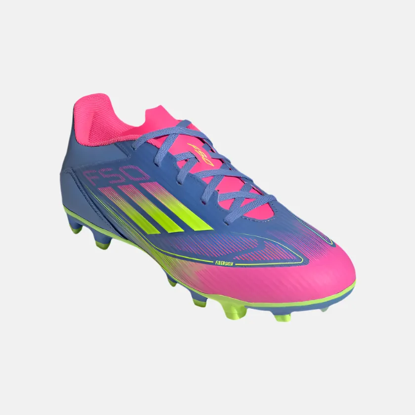 Adias F50 Club Firm/Multi-Ground Men's Football Shoes -Blue Fusion/Lucid Lemon/Lucid Pink