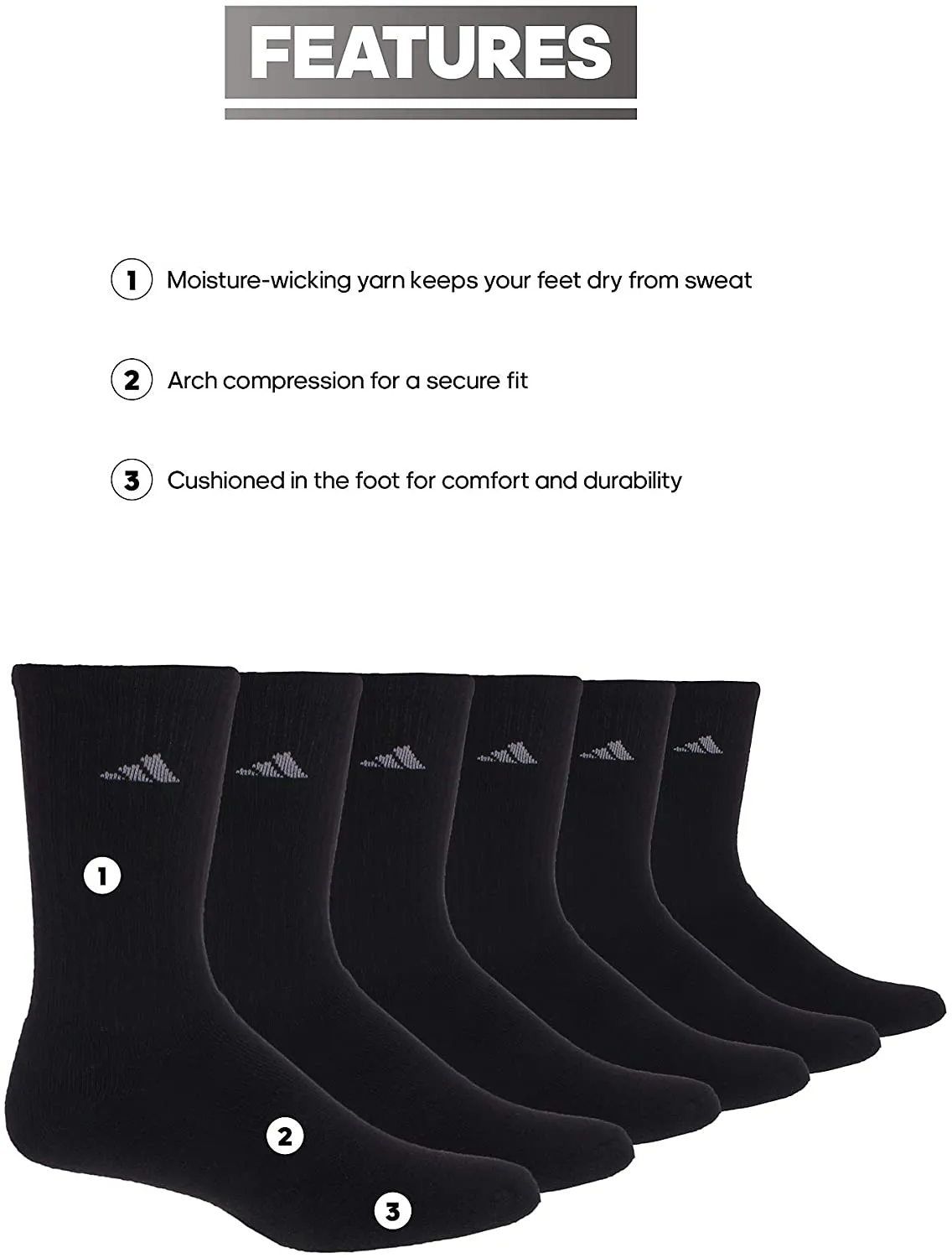 adidas Women's Athletic Crew Sock (6-Pack)