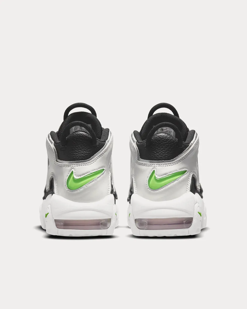 Air More Uptempo Black / Metallic Silver / Green Strike / Summit White High Top Sneakers