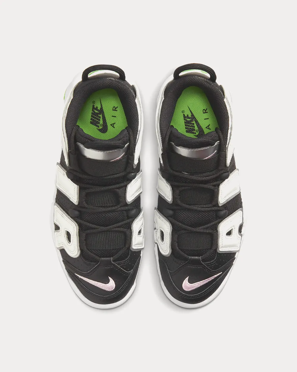 Air More Uptempo Black / Metallic Silver / Green Strike / Summit White High Top Sneakers