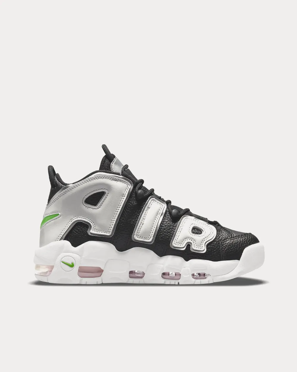 Air More Uptempo Black / Metallic Silver / Green Strike / Summit White High Top Sneakers