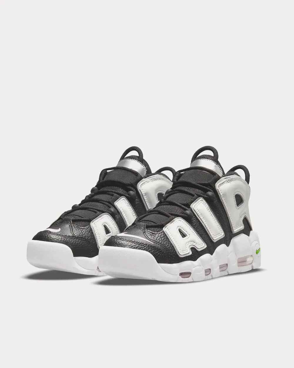 Air More Uptempo Black / Metallic Silver / Green Strike / Summit White High Top Sneakers
