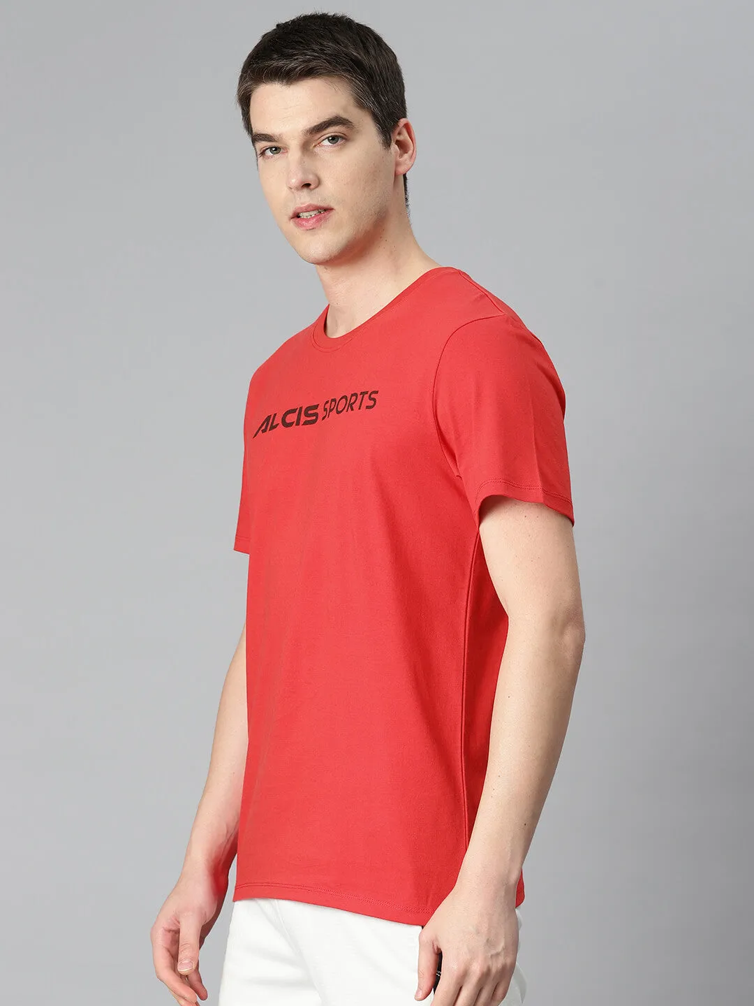 Alcis Men Red Typography Printed Sports T-shirt