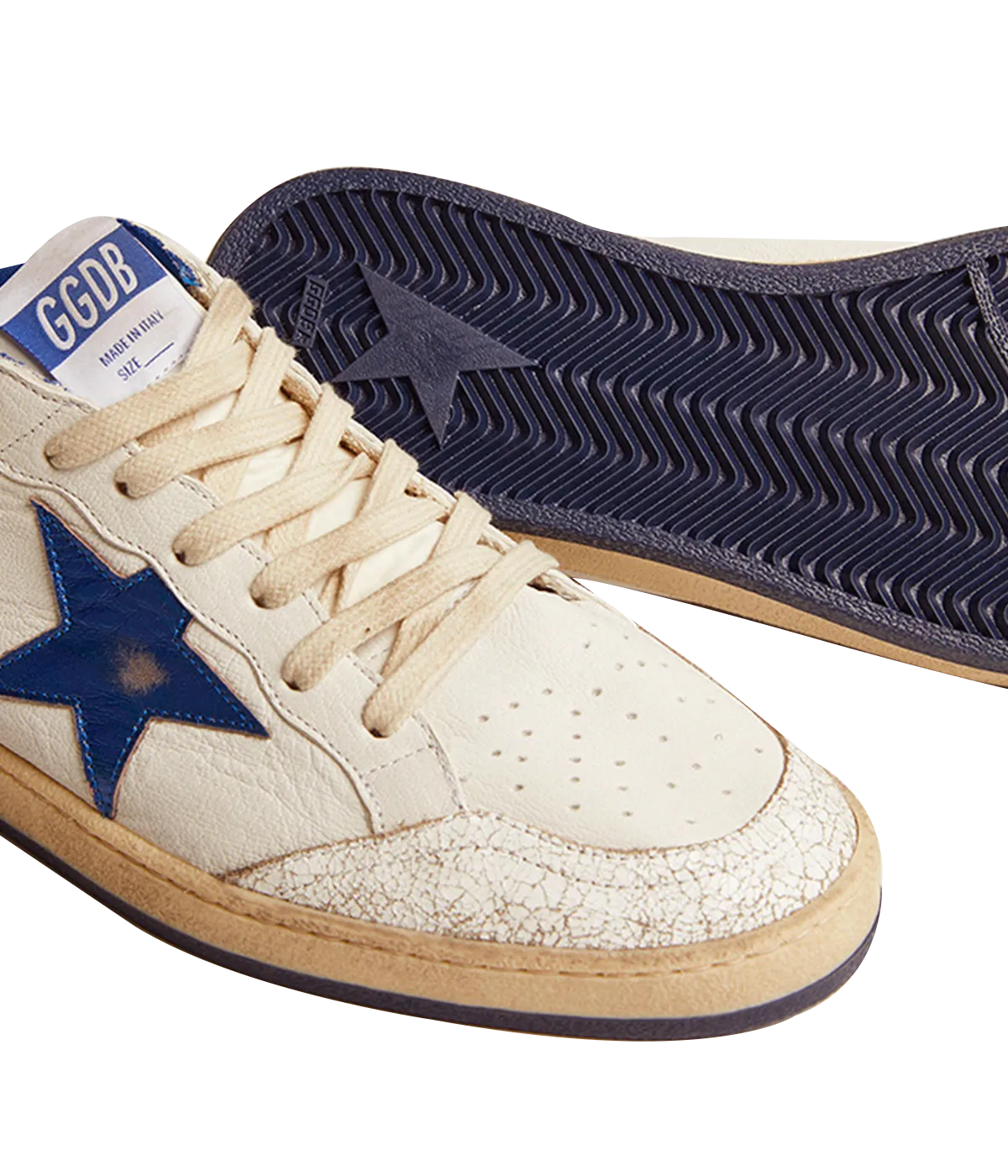 Ball Star Nappa Upper Laminated in White & Bluette