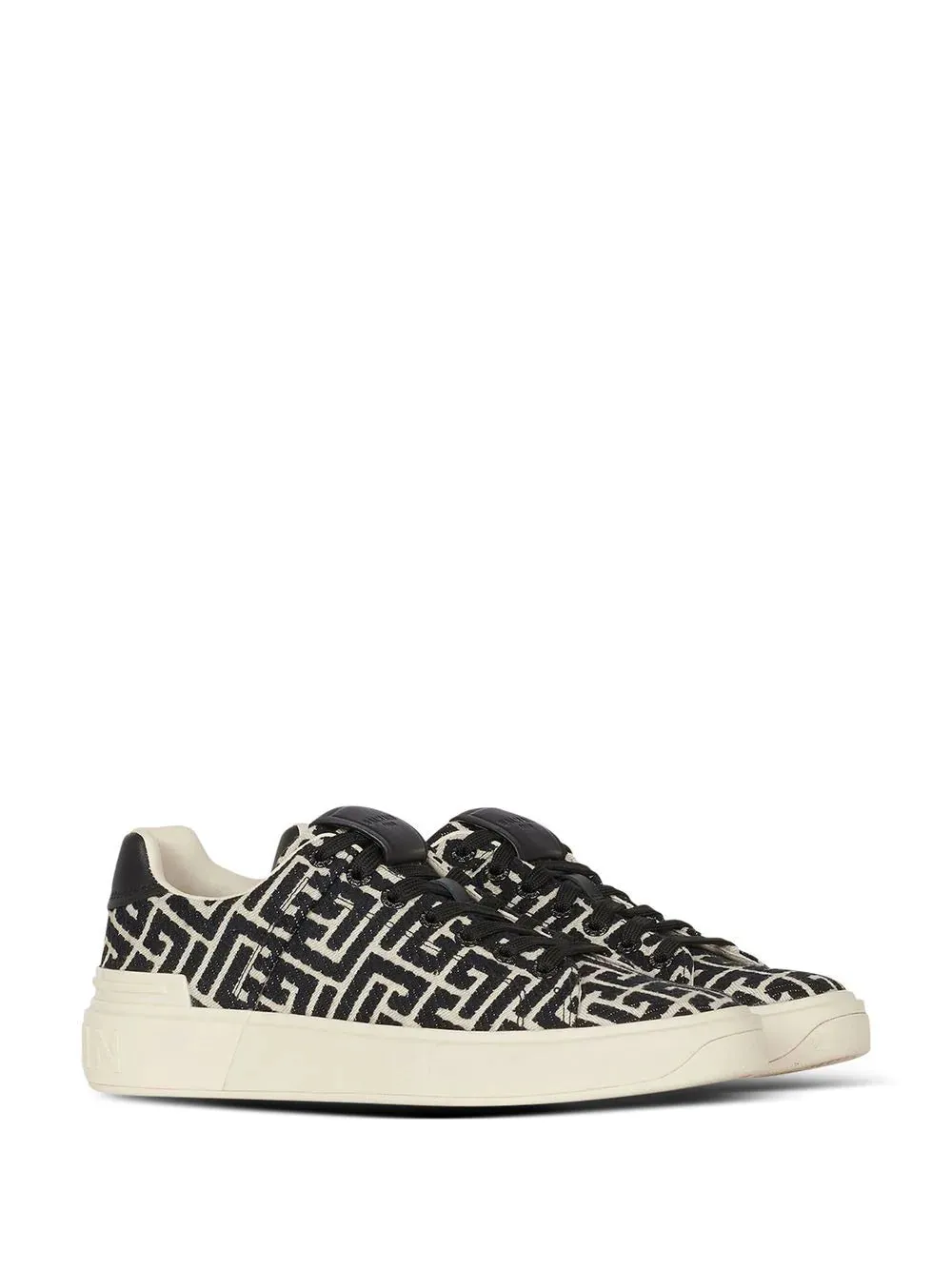 BALMAIN WOMEN B-Court Monogram Sneakers Black/White