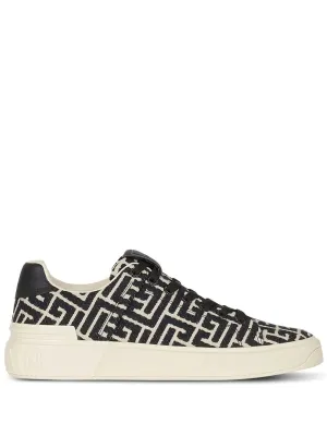 BALMAIN WOMEN B-Court Monogram Sneakers Black/White