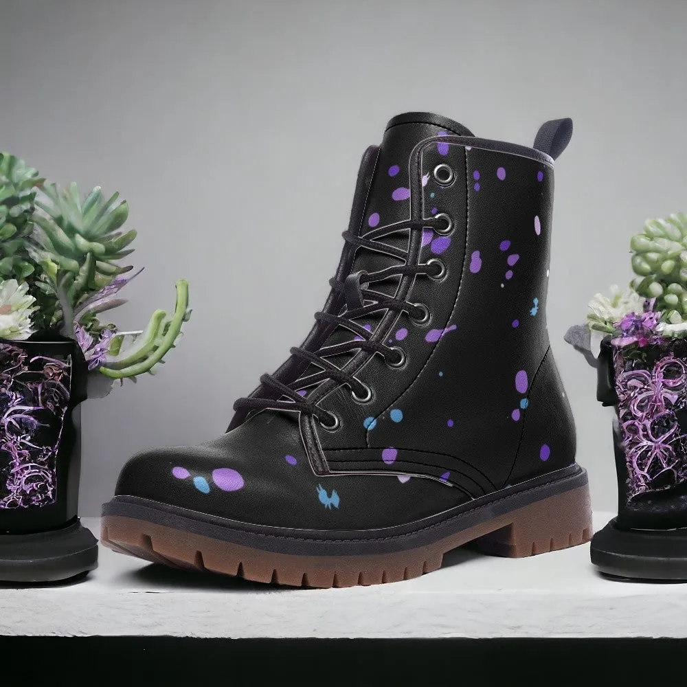 Black Galaxy Drip Combat Boots ( For Women| Men)