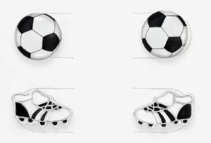 Children's Sterling Silver Set of 2 Pairs of Football Themed Stud Earrings