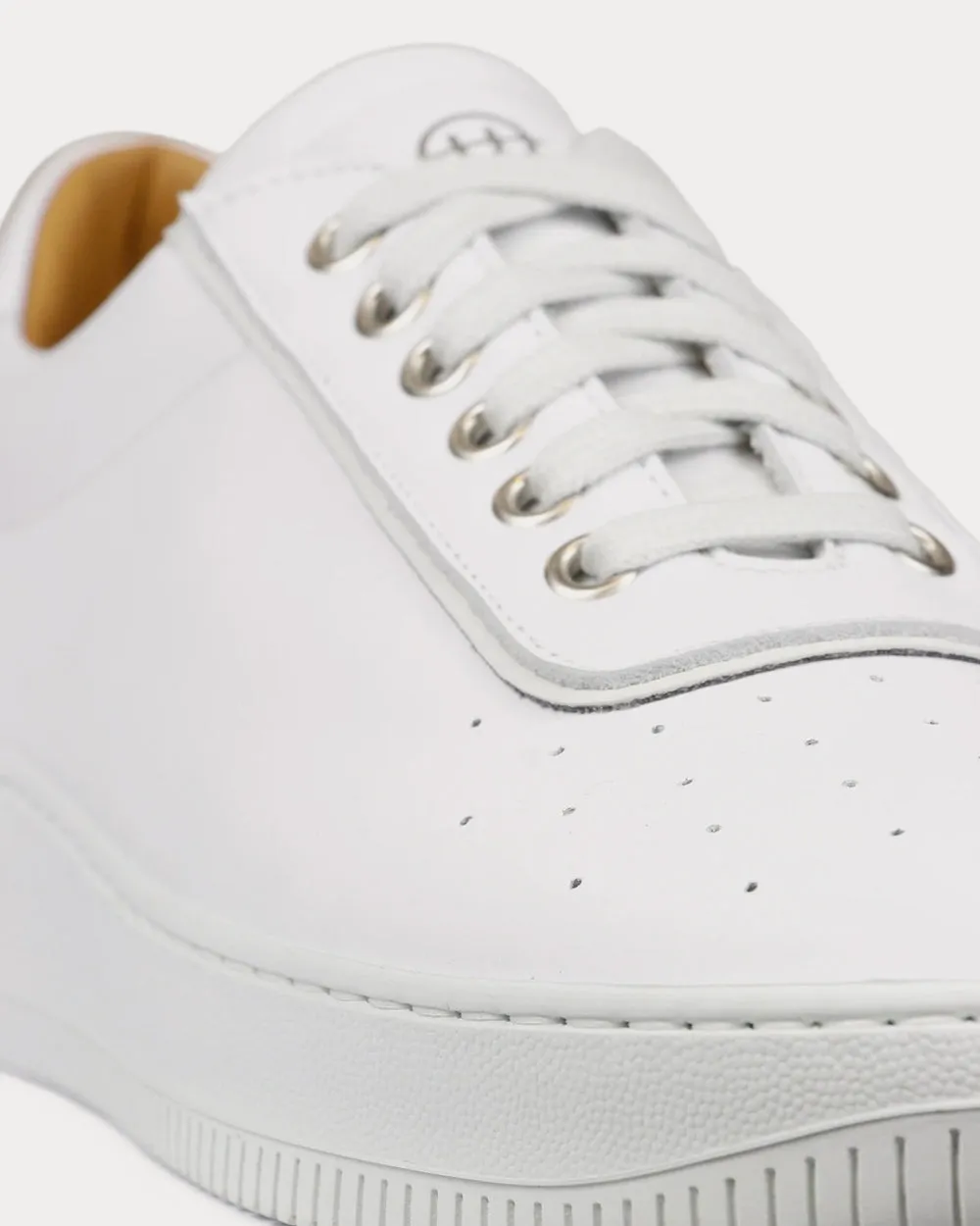Clement Leather Tonal White Low Top Sneakers