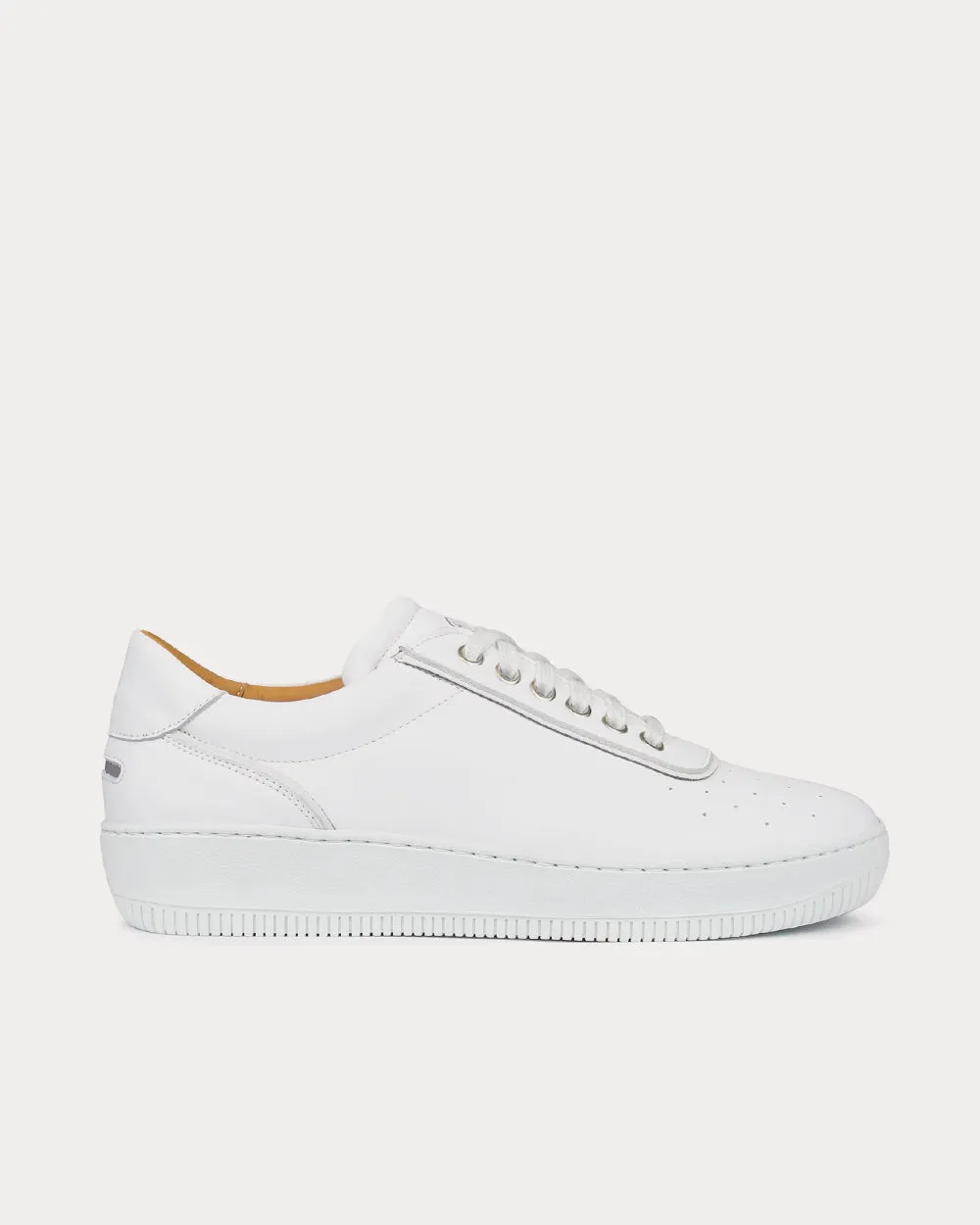 Clement Leather Tonal White Low Top Sneakers