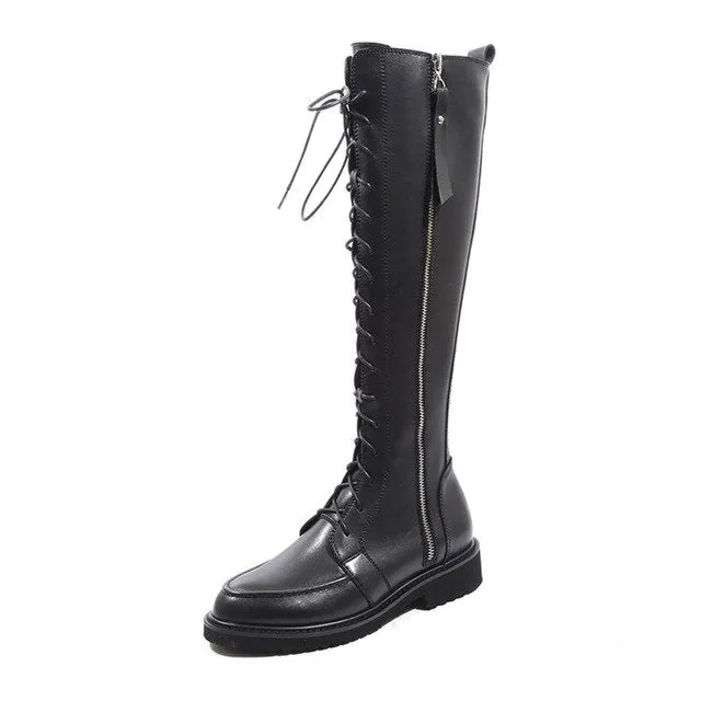 Cow Leather martin Woman Mid Calf Boots