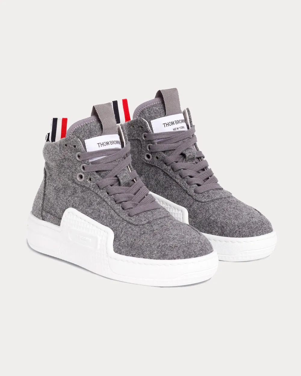 Flannel Covered Basketball Medium Grey High Top Sneakers