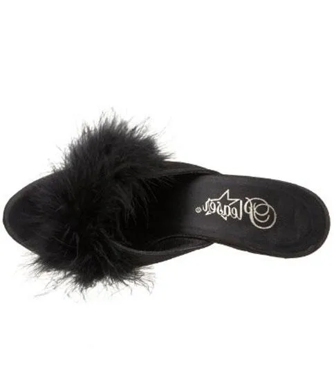 Fuzzy Slipper Shoe 3-inch Clear Heel 4-colors BELLE-301F