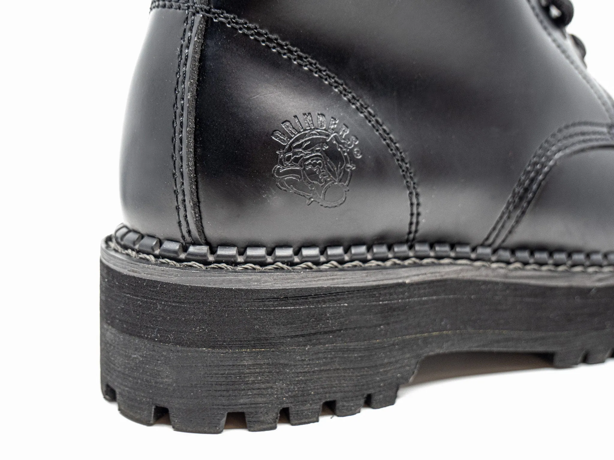 Grinders Black Boots, Platform Sole, Zip and Lace, Goodyear Welted Boots, Leather Boots, 8 eye Boots