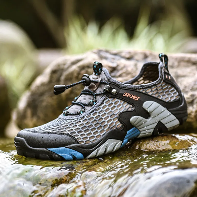 Kylebooker Mens Breathable Fly Fishing Shoes Water Sports Upstream Shoes Summer Hiking Outdoor Sneakers Walking Trekking Aqua Shoes