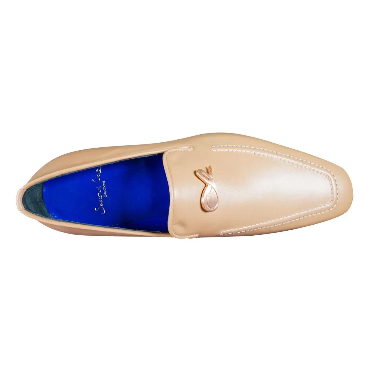Latte With Rose Gold Hardware Leather Loafers