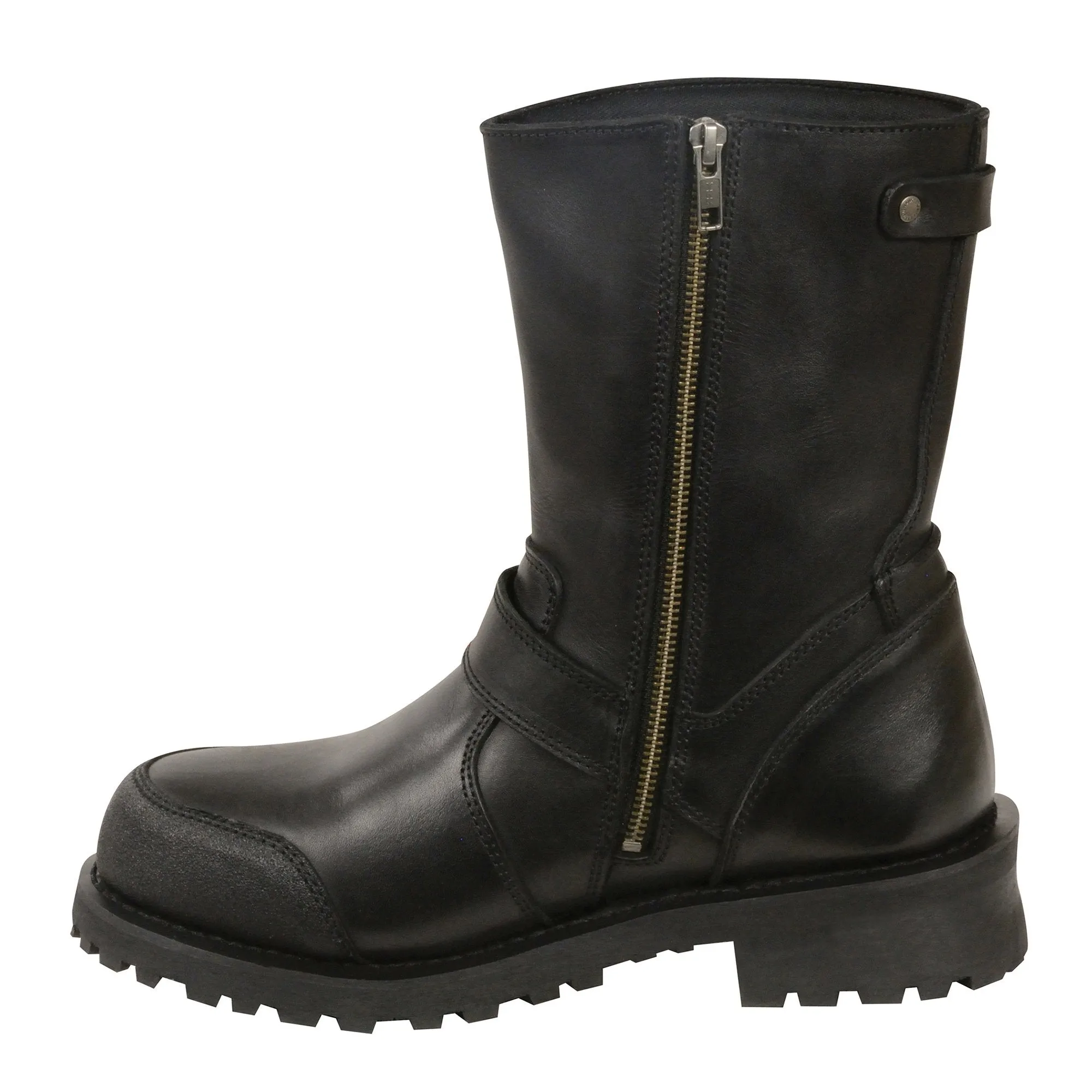 Milwaukee Leather Men's 9-Inch Classic Black Leather Engineer Motorcycle Boots with Gear Shift Guard MBM9090