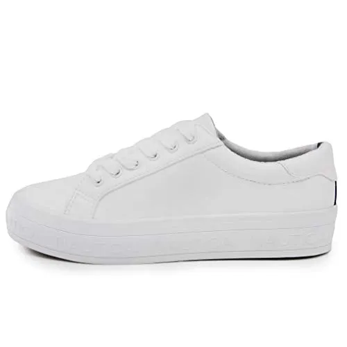 Nautica Women Lace-Up Fashion Sneaker Casual Shoes-Aelisa-White-8.5