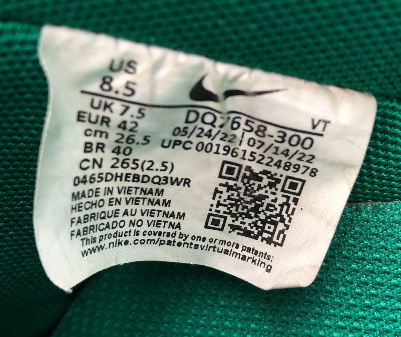 Nike Air Force 1 '07 LV8 '40th Anniv.' Men's Green/Blue Sneakers - Sz 8.5 ( COA)