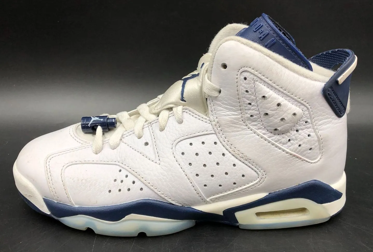 Nike Air Jordan 6 Retro GS 'Midnight Navy' Blue/White Sneakers - Size 5Y ( COA)