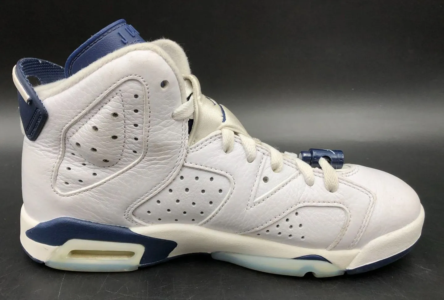 Nike Air Jordan 6 Retro GS 'Midnight Navy' Blue/White Sneakers - Size 5Y ( COA)