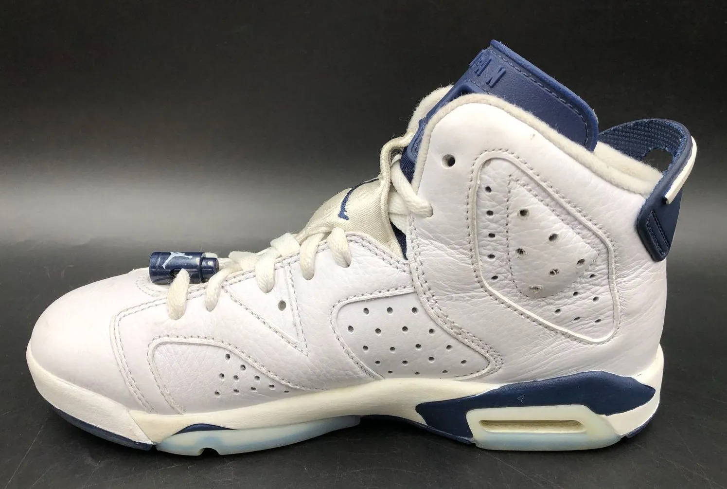 Nike Air Jordan 6 Retro GS 'Midnight Navy' Blue/White Sneakers - Size 5Y ( COA)