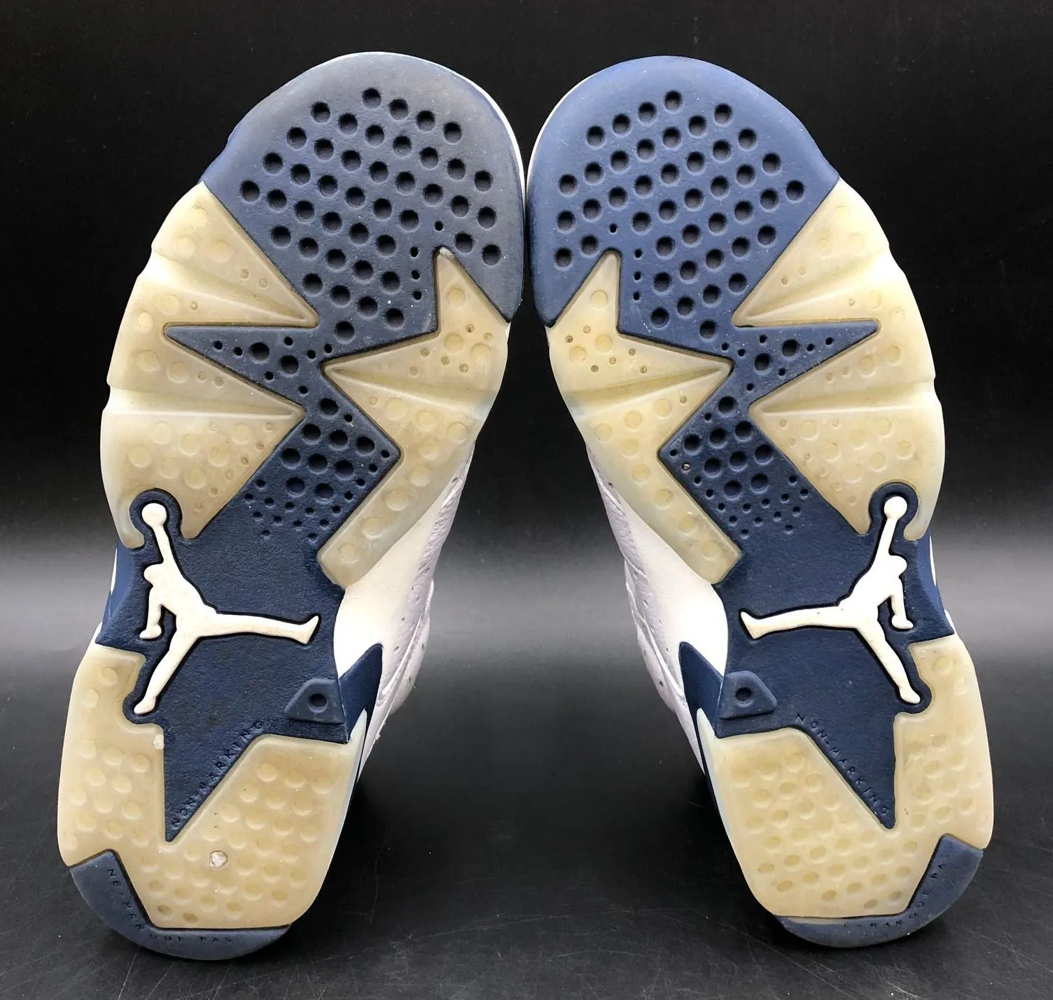 Nike Air Jordan 6 Retro GS 'Midnight Navy' Blue/White Sneakers - Size 5Y ( COA)