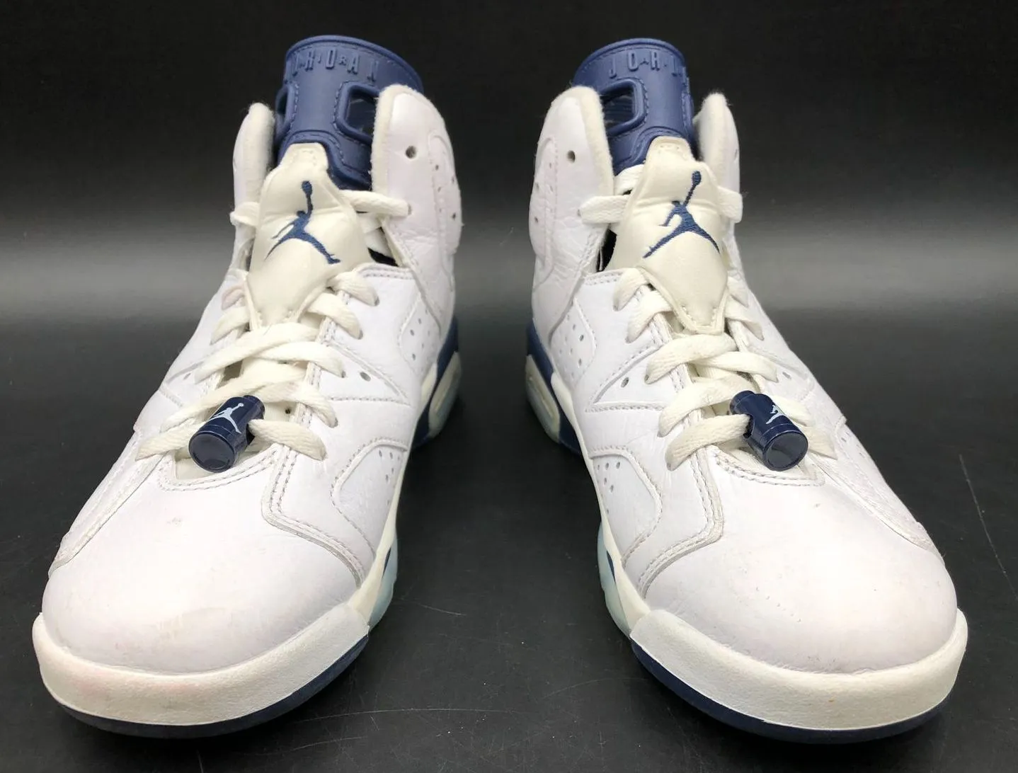 Nike Air Jordan 6 Retro GS 'Midnight Navy' Blue/White Sneakers - Size 5Y ( COA)
