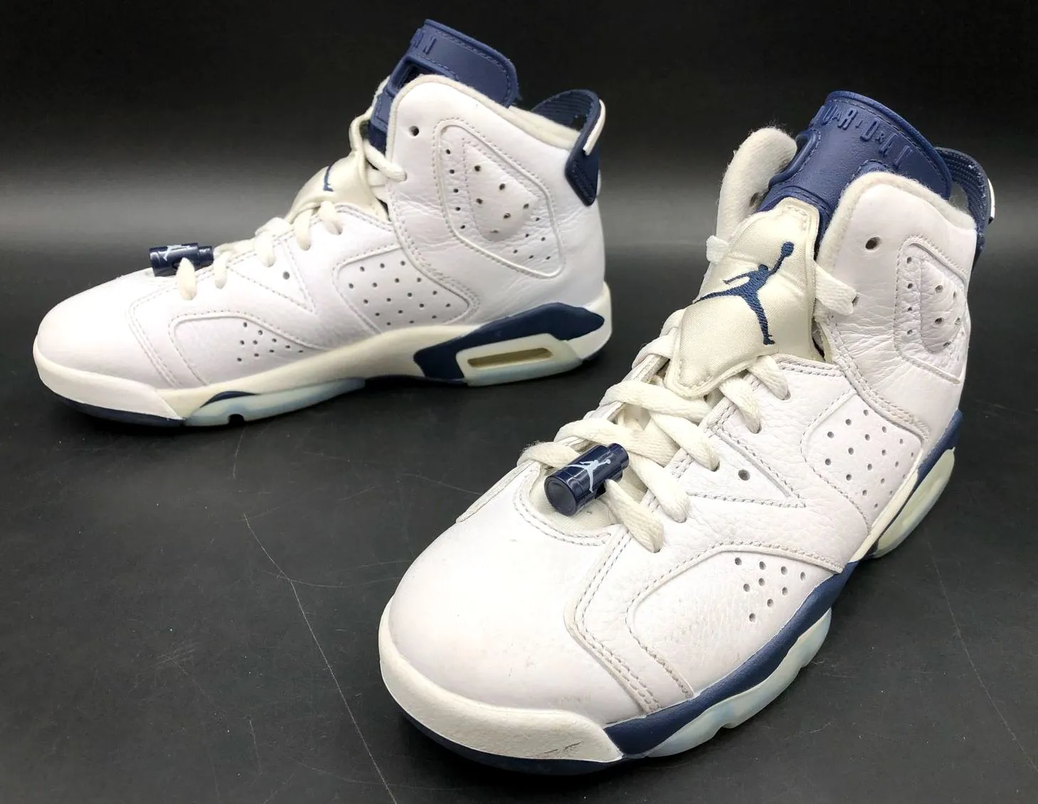 Nike Air Jordan 6 Retro GS 'Midnight Navy' Blue/White Sneakers - Size 5Y ( COA)