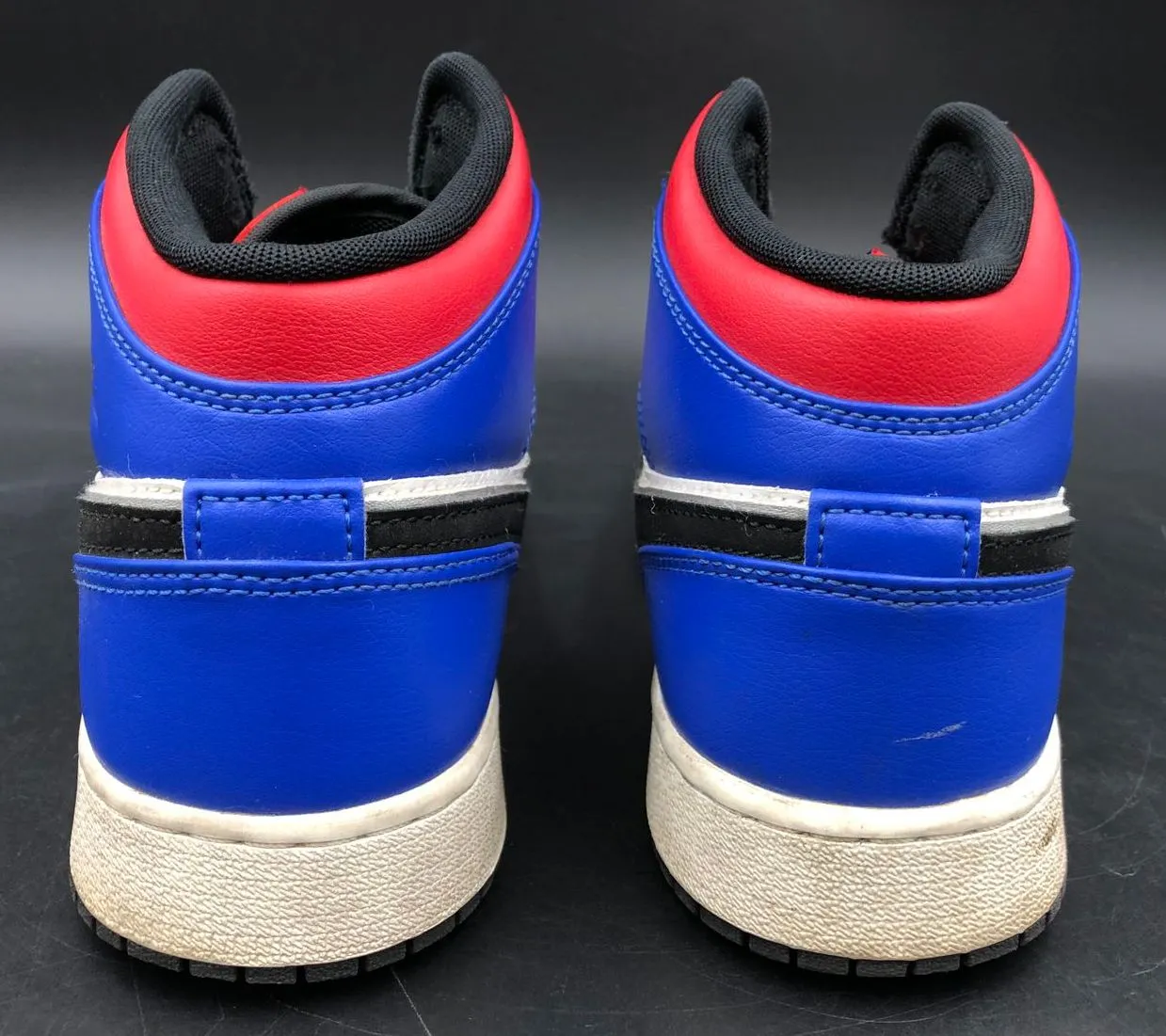 Nike Jordan 1 Retro Mid 'Top 3' White/Red/Blue/Black Sneakers - Size 6.5Y ( COA)