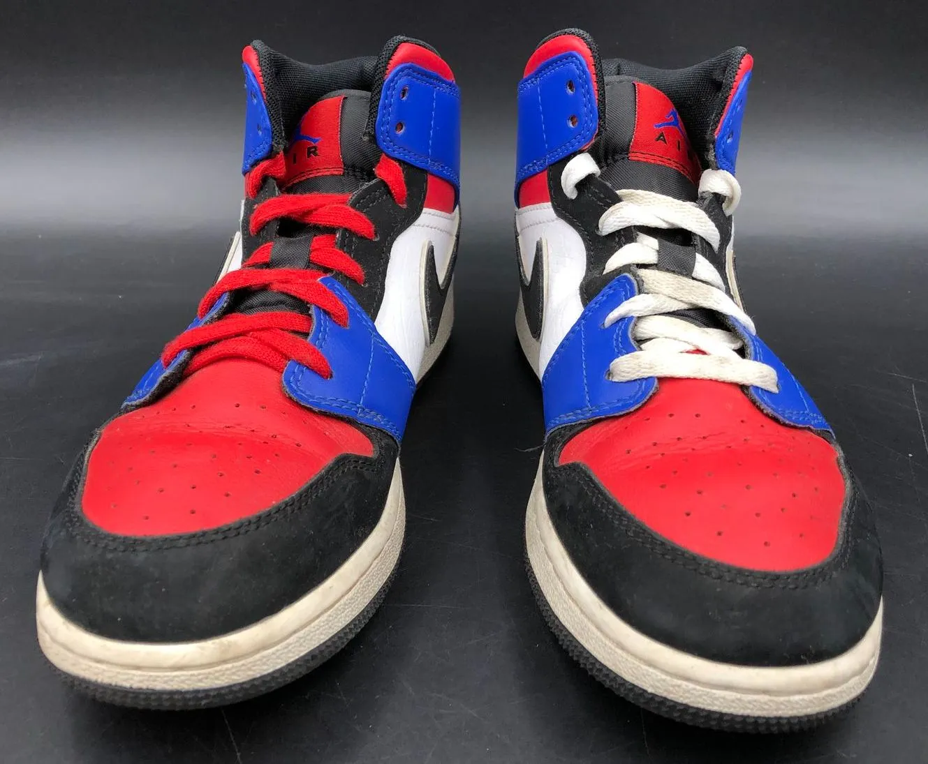 Nike Jordan 1 Retro Mid 'Top 3' White/Red/Blue/Black Sneakers - Size 6.5Y ( COA)