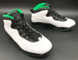 Nike Jordan 10 Retro 'Seattle' Men's White/Black/Green Sneakers - Sz 6.5 ( COA)