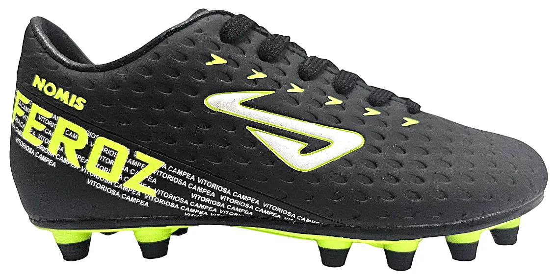 NOMIS KID'S FEROZ BLACK/LIME FOOTBALL BOOTS