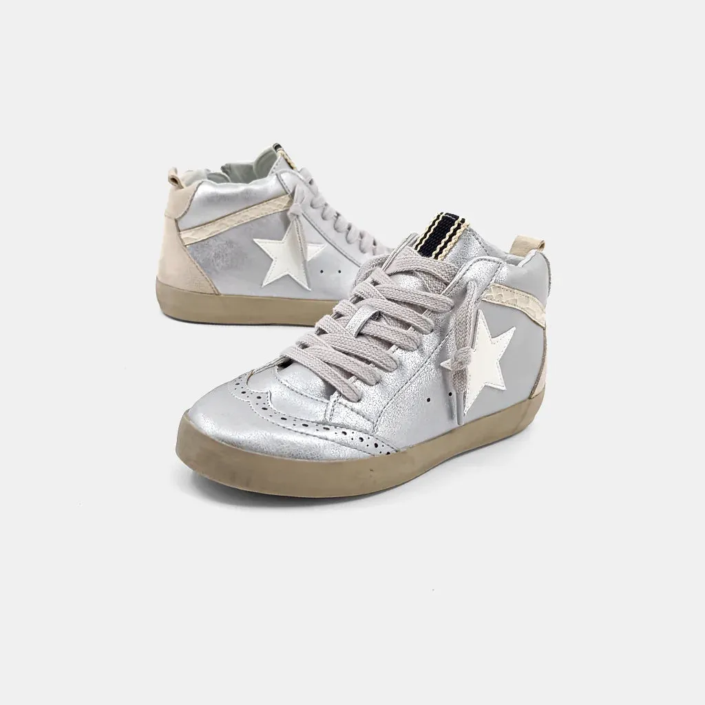 PAULINA WHITE/SILVER KIDS SNEAKER