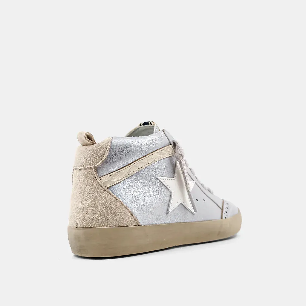 PAULINA WHITE/SILVER KIDS SNEAKER