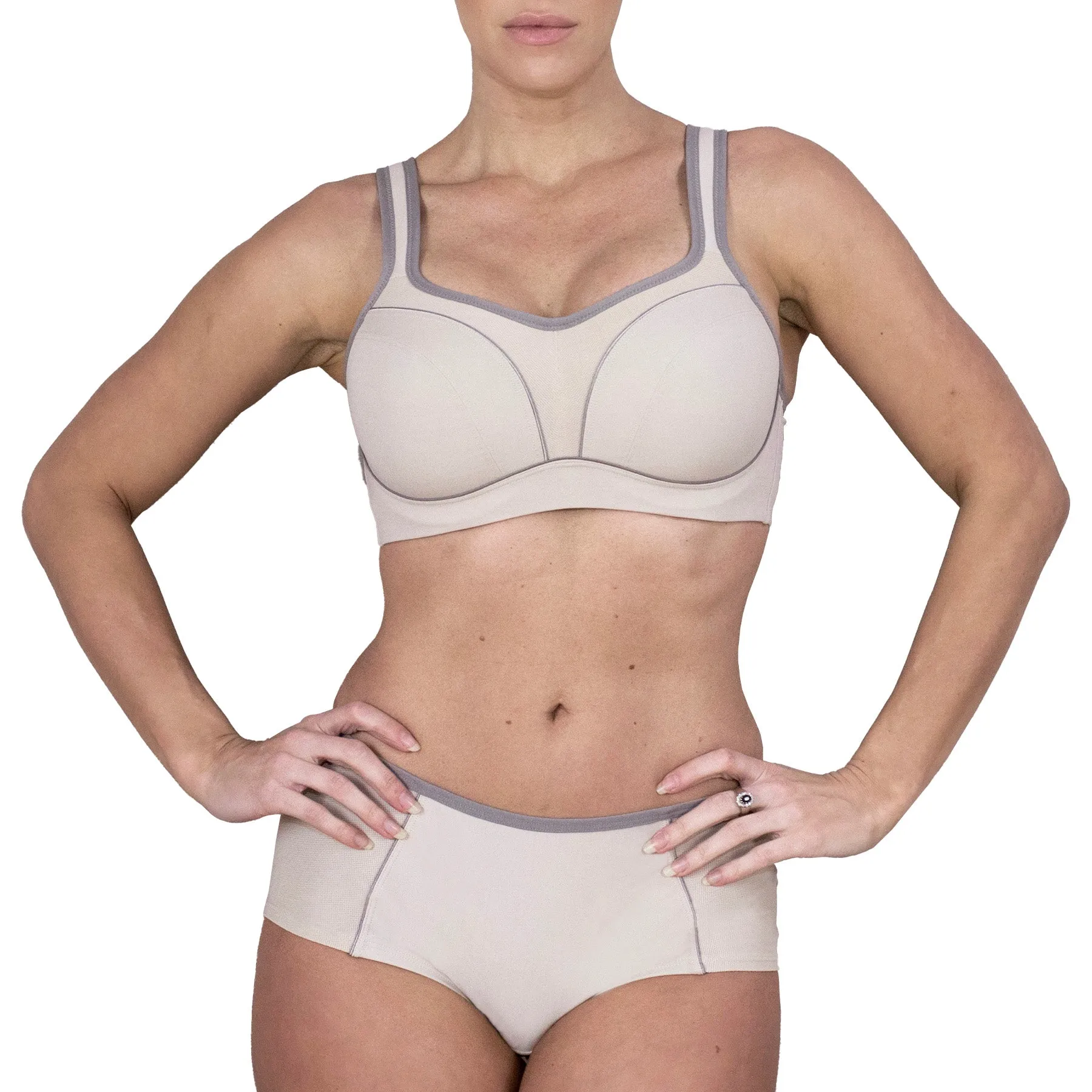 Pauline Full Coverage Underwire Sports Bra B9660 - Fawn/Dark Taupe