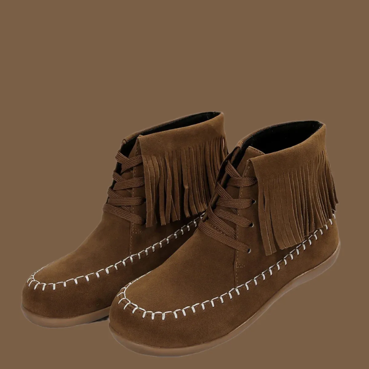 Plus Size Lace-Up Tassel Booties for Women