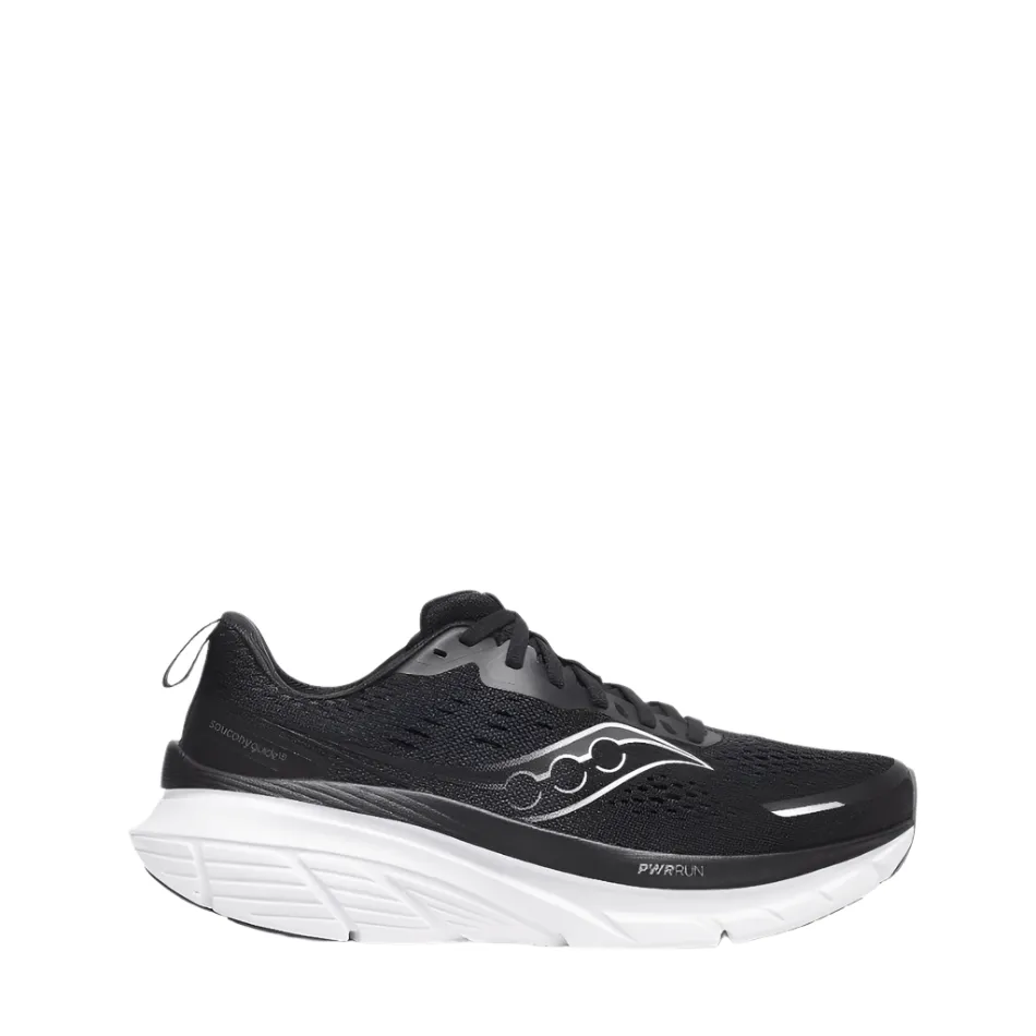 Saucony Women's Guide 18 Running Shoes in Black/White SS25
