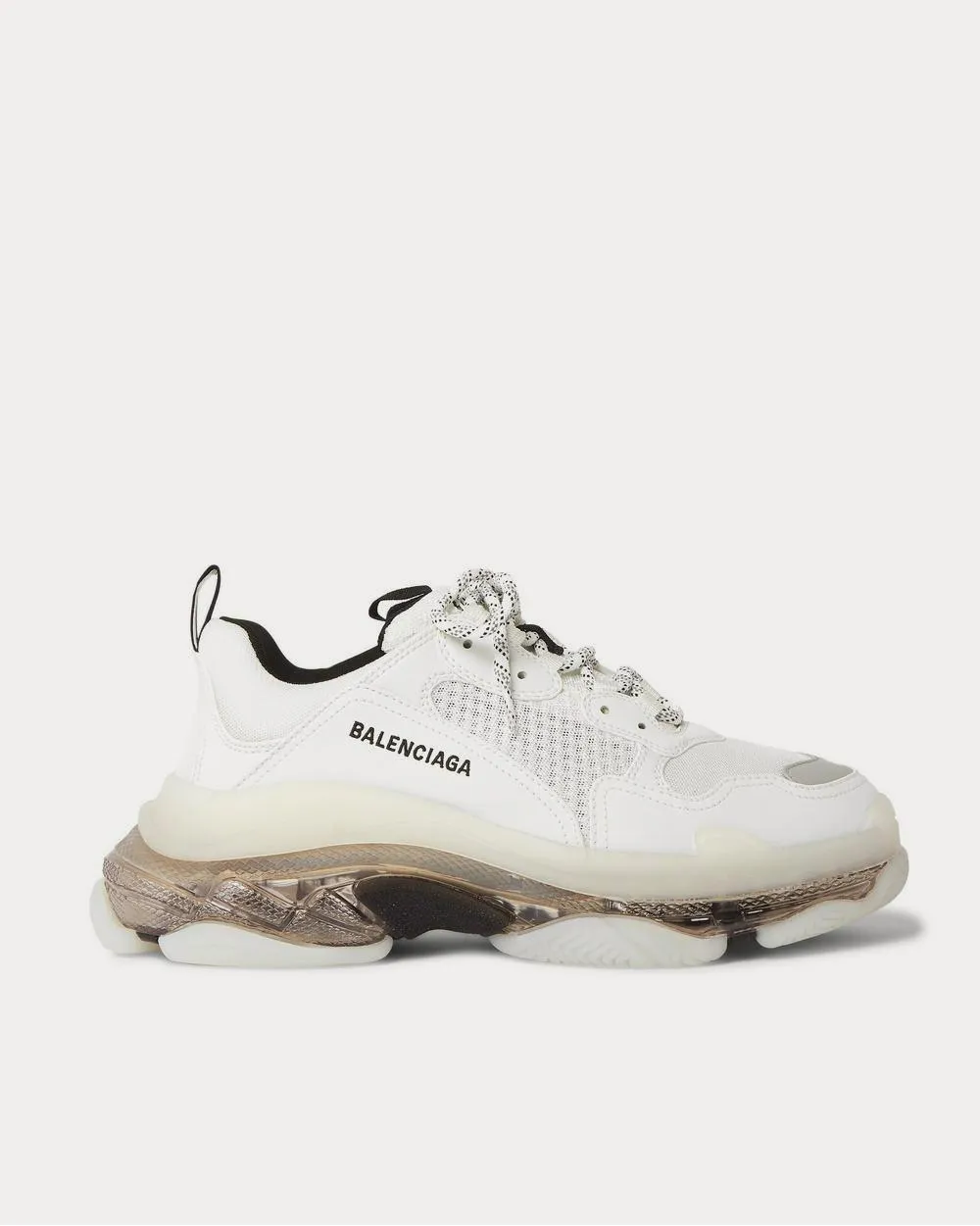 Triple S Mesh and Faux Leather  White low top sneakers