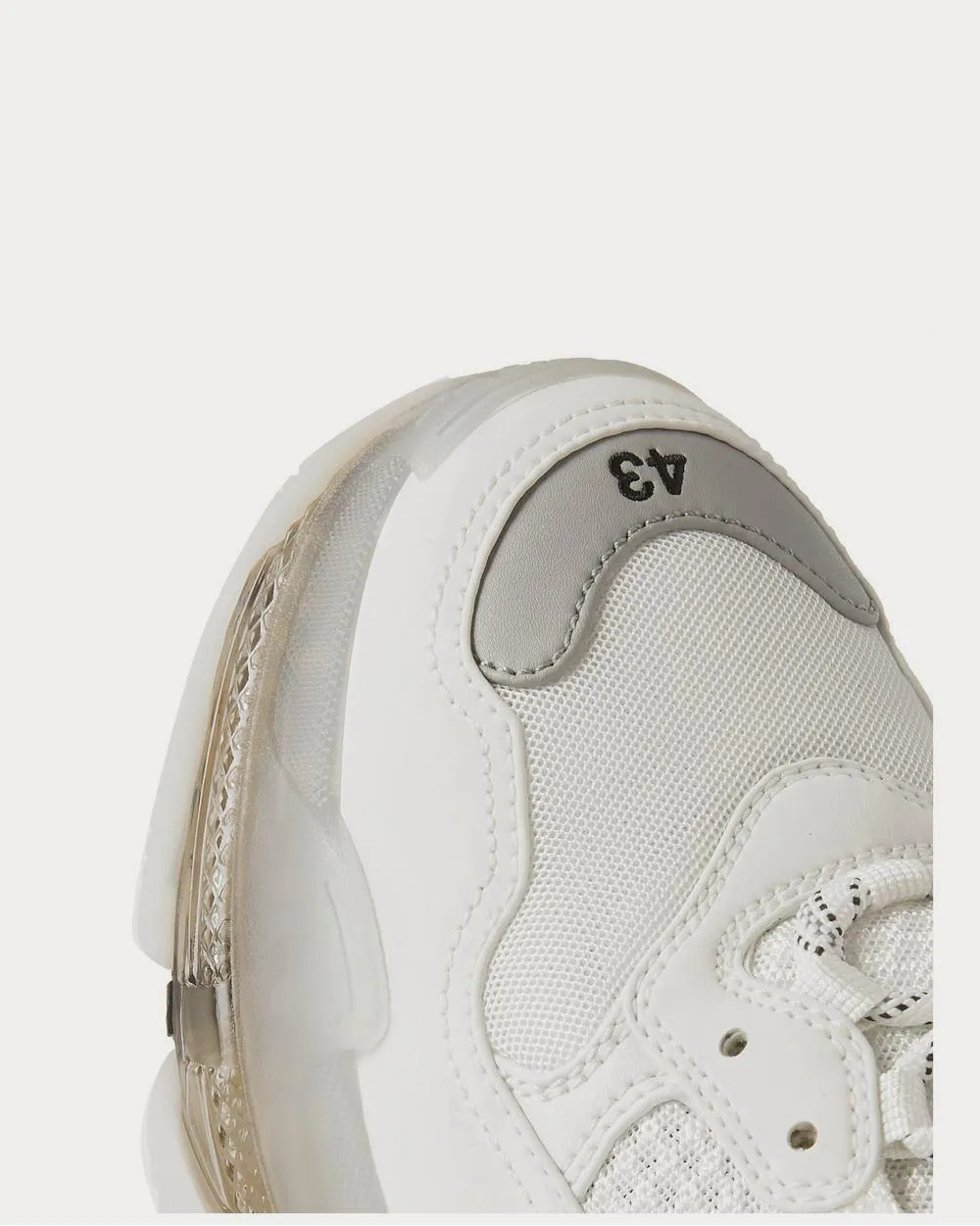 Triple S Mesh and Faux Leather  White low top sneakers