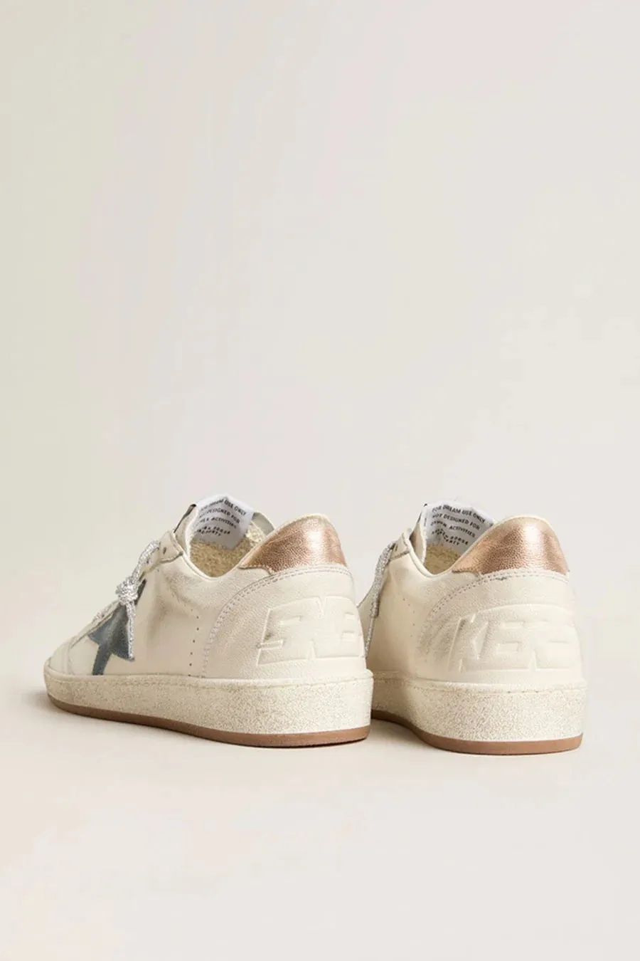 White Ball Star with Denim Blue Suede Star and Rose Gold Heel